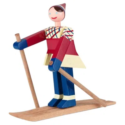 Pre-owned Kay Bojesen 'the Skier Boje' Figurine, Wood, Scandinavian Design In Brown