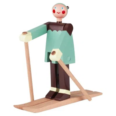 Pre-owned Kay Bojesen 'the Skier Datti' Figurine, Wood, Scandinavian Design In Brown