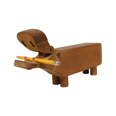 Pre-owned Kay Bojesen Vintage Danish 1950s  Hippo Wooden Oak Desk Pencil Holder Figurine In Brown