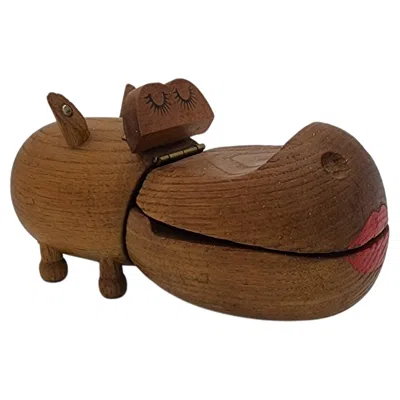Pre-owned Kay Bojesen Vintage Hippo Toy Sculpture By Zooline In Brown