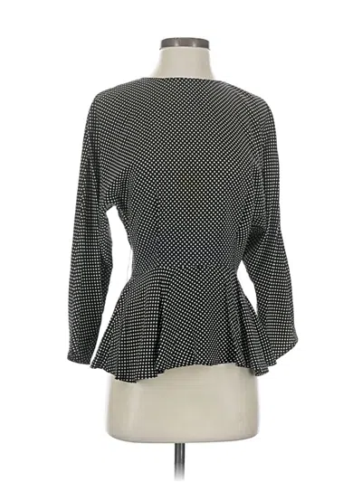 Pre-owned Kay Unger 3/4 Sleeve Silk Top Black Square Neckline Tops