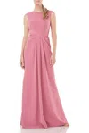 Kay Unger 5517445 Long Sleeveless Pleated Formal Dress In Pink