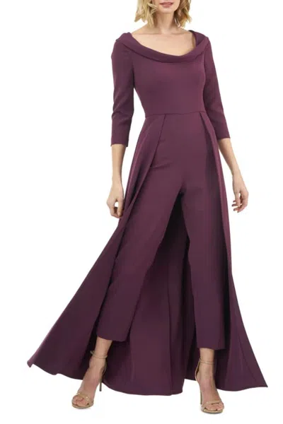 Kay Unger 5541104 Long 3/4 Sleeve Jumpsuit Formal In Purple