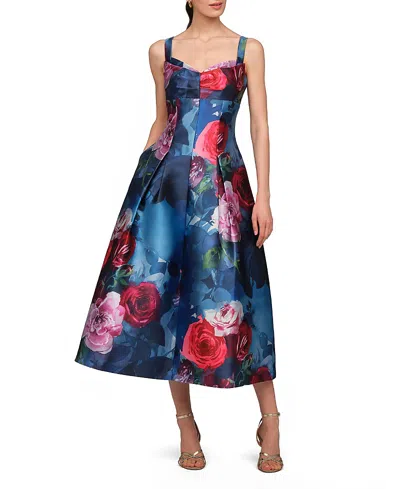 Kay Unger Adria Tea Length Dress In Multi