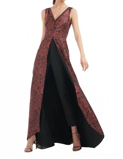 Kay Unger Agnes Walk Thru Jumpsuit In Deep Berry In Purple