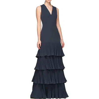 Kay Unger Angelique Womens Pleated Polyester Evening Dress