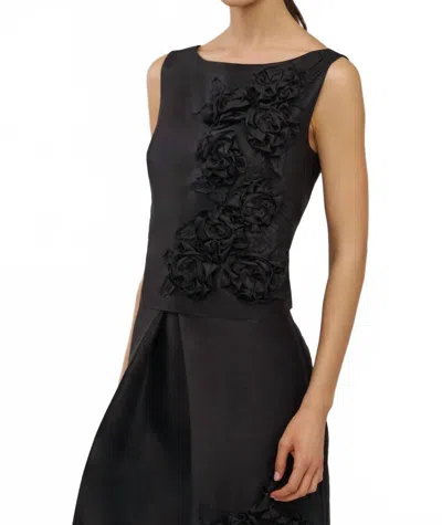 Kay Unger Anita Floral Applique Top In Black