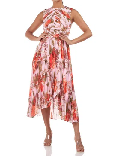 Kay Unger Bea Midi Dress In Pink In Multi