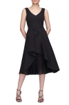 Kay Unger Women's Begonia Ruffled A-line Midi-dress In Black