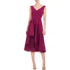Kay Unger Begonia Womens Sleeveless Ruffled Midi Dress In Pink