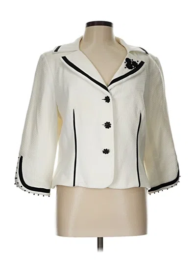 Pre-owned Kay Unger Blazer Jacket In White