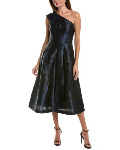 Kay Unger Carlan Jacquard Midi Dress In Blue