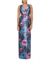 Kay Unger Celeste Column Gown In Blue