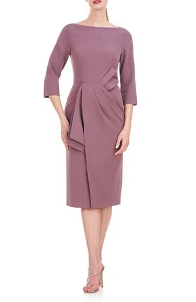 Kay Unger Chantal Pleated Sheath Dress In Dark Lavender