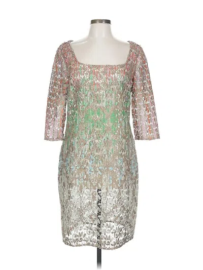 Pre-owned Kay Unger Cocktail Dress In Silver