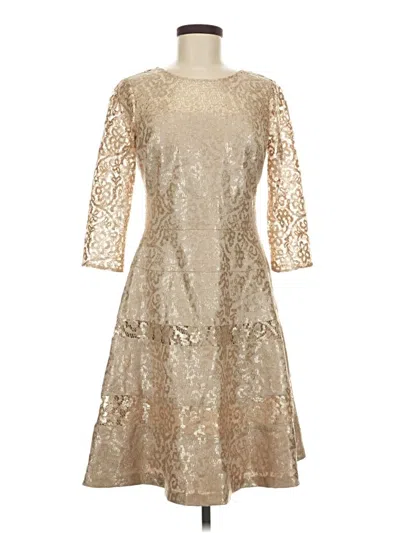 Pre-owned Kay Unger Cocktail Dress In Tan
