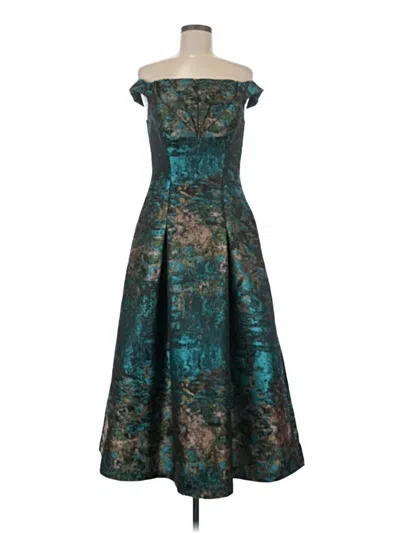 Pre-owned Kay Unger Cocktail Dress In Teal