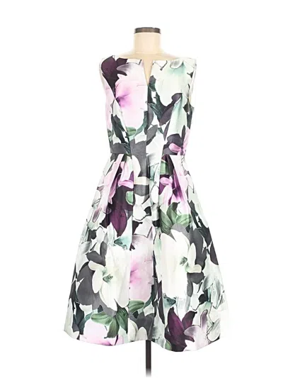 Pre-owned Kay Unger Cocktail Dress In White