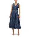 Kay Unger Danielle Sleeveless Lace Dress In Blue