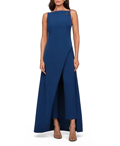 Kay Unger Darby Walk Thru Jumpsuit In Blue