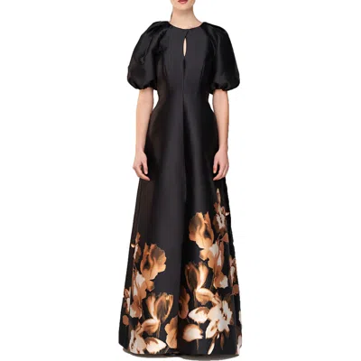 Kay Unger Delfina Statement Womens Floral Print Polyester Evening Dress