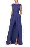 Kay Unger Women's Demi Bateau Neck Walk-thru Jumpsuit In Cobalt