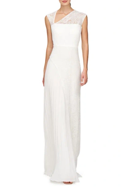 Kay Unger Dianna Lace Pleated Gown In Ivory