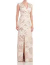 Kay Unger Donna Column Gown In Champagne In White