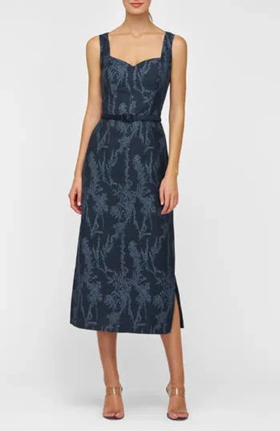 Kay Unger Drew Beaded Embroidery Cocktail Dress In Brown