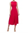 Kay Unger Elliot Midi Dress In Lipstick In Red