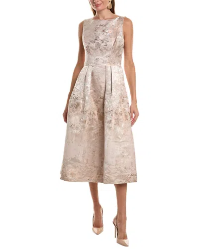 Kay Unger Elsa Jacquard Midi Dress In Pink