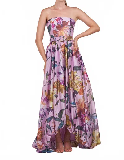 Kay Unger Evangeline Gown In Pink Mauve In Multi