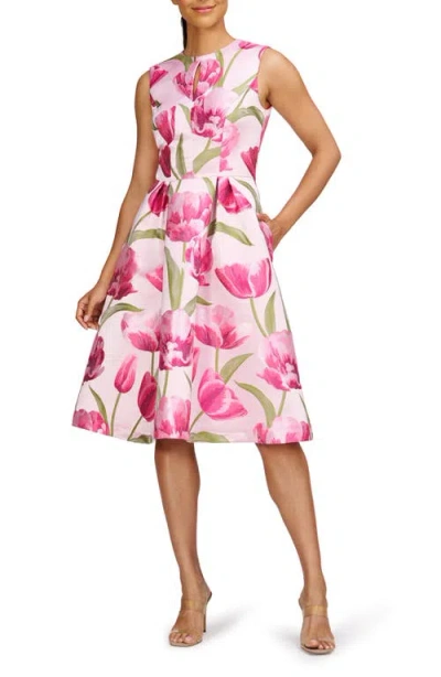 Kay Unger Farryn Fit & Flare Cocktail Dress In Light Lilac Multi