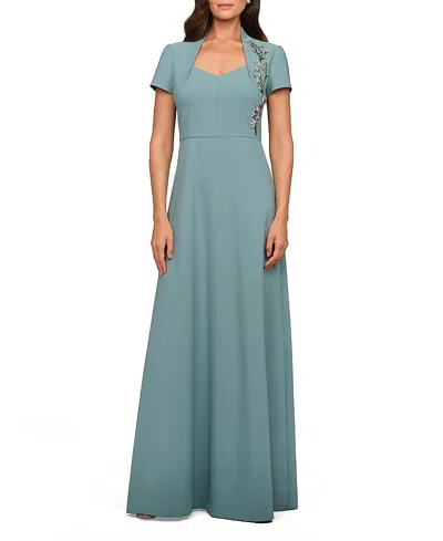 Kay Unger Fatima Gown In Cyan Blue In Green