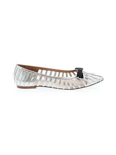 Pre-owned Kay Unger Flats In Silver
