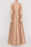 Kay Unger Gabriella Jacquard Gown In Neutral