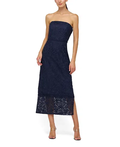 Kay Unger Gia Tea Length Dress In Blue