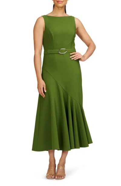 Kay Unger Gianna Belted Cocktail Dress In Green Garden