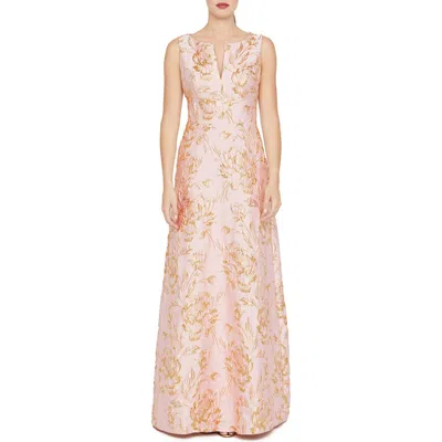 Kay Unger Guilietta Jacquard Gown In Pink