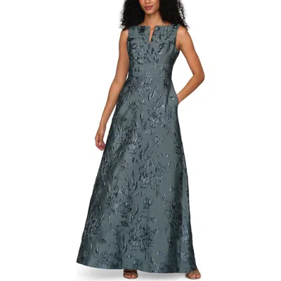 Kay Unger Guilietta Jacquard Gown In Blue