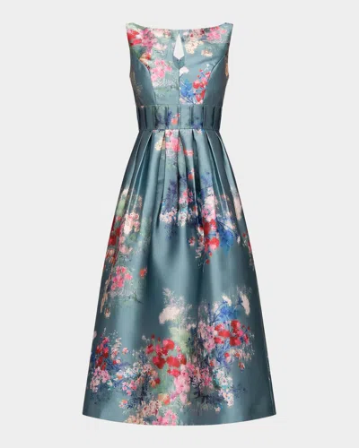 Kay Unger Hara Floral Tea-length Dress