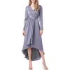 Kay Unger Helena Womens Hi-low Gathered Evening Dress In Gray