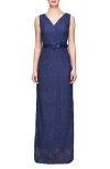 KAY UNGER HENDRIX SLEEVELESS LACE COLUMN GOWN