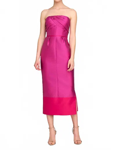 Kay Unger India Tea Length Dress In Cerise/bright Pink