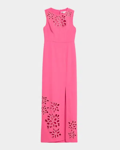 Kay Unger Indiana Silk Column Gown In Pink