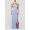 Kay Unger Ira Placed Paillette Floral Column Gown