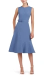 KAY UNGER JANET BELTED COCKTAIL MIDI DRESS