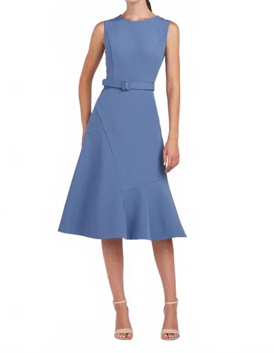Kay Unger Janet Midi Dress In Mediterranian Blue In Multi