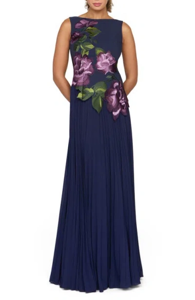 Kay Unger Women's Jayla Stretch Crepe A-line Gown In Blue
