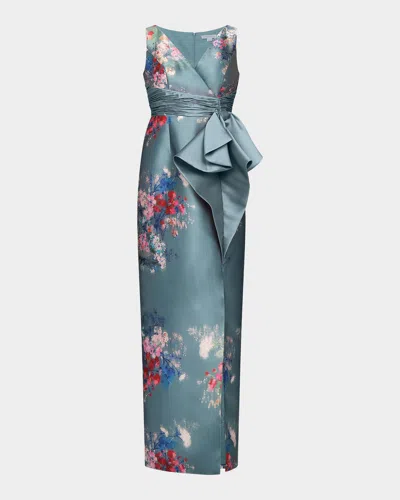Kay Unger Kathleen Mikado Floral Column Gown
